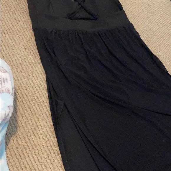Black mesh maxi dress with slits on the sides - Picture 7 of 7